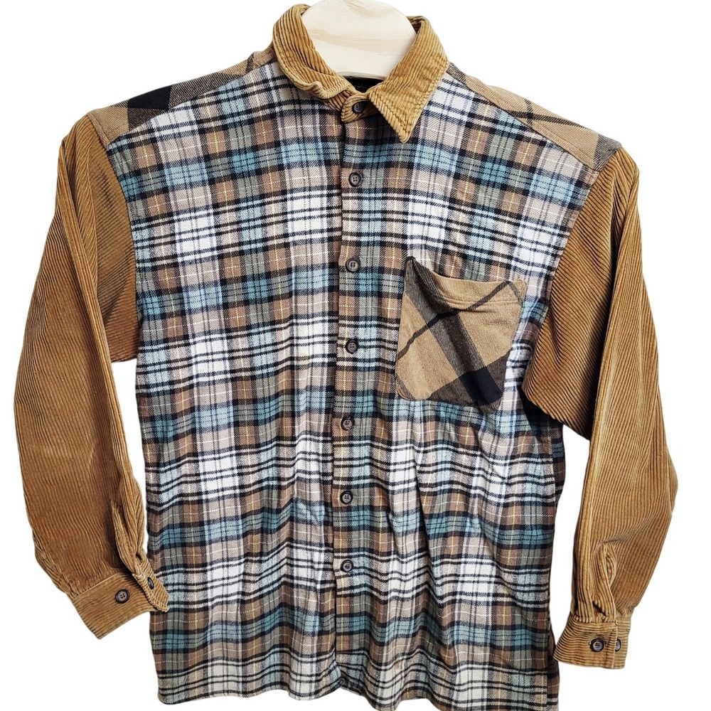 Hardwear by Silenzio Mens L Plaid Corduroy Patchwork L/S‎ Button Up Shirt Jacket
